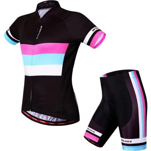 WOSAWE Women Cycling Clothing Set Gel Pad Shorts Breathable Sports Suit Female Road Cycling mtb Jersey Ciclismo Maillot Summer