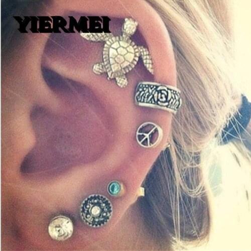 YIERMEI new fashion Bohemian retro style crown water droplets chain 4 sets of sets of sets of earrings lingerie jewelry