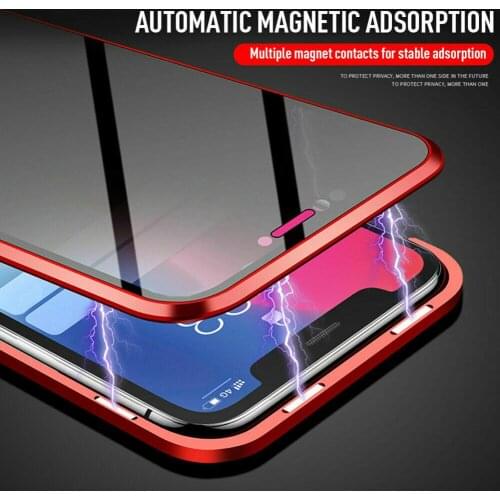 Magnetic Privacy Tempered Glass Magnetic Metal Phone Case 360 Full Body Protective Cover Cover For Iphone XS MAX X XR 8 7 Plus
