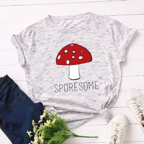 Women T-shirt Graphic Tees Cotton T Shirts Tops Streetwear Oversized Clothes Female Plant Letter Printed Funny Shirt