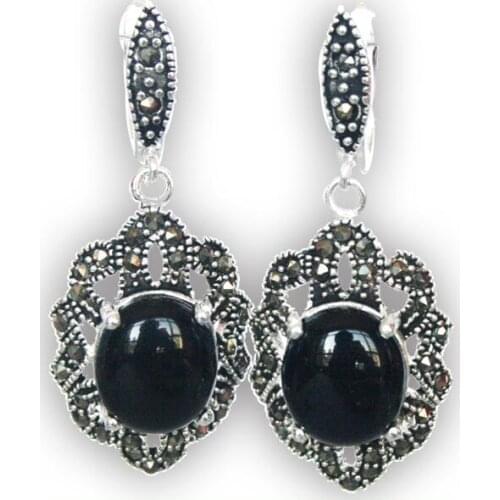 VINTAGE LONUXN 18mm color 925 Sterling silver Natural women Natural Stone jewelry bread silver big earrings