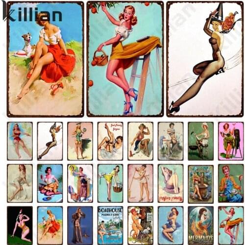 Modern Girl Toast Tin Painting Decoration Retro Fashion Picnic Metal Plaque Metal Plate Bar Club Tin Label Home Decoration