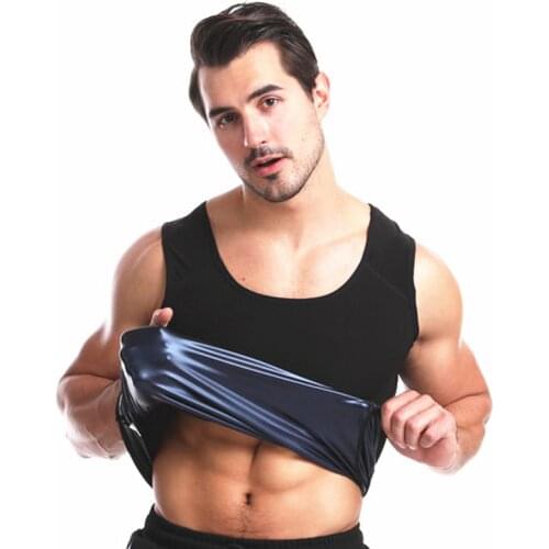 Mens Sweat Sauna Vest Reduce Abdomen Belly Control Weightloss Shirt Tank Top Slim Body Shaper Neoprene Sauna Effect Suit Men