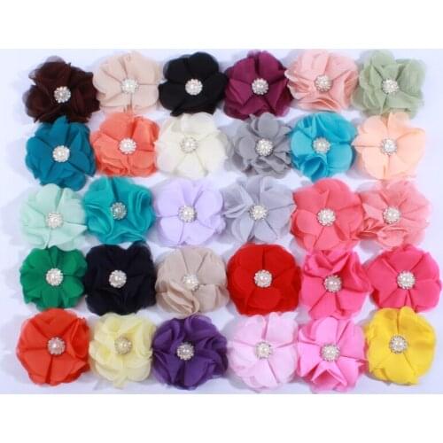 120PCS 2" Chiffon Flowers For Newborn Headbands Shabby Chiffon Flowers For Hair Clips Beautiful Girls Hair Accessories