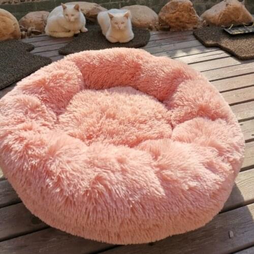 2020Home Dog Long Plush Dounts Beds Calming Bed Hondenmand Pet Kennel Super Soft Fluffy Comfortable for Large Dog / Cat House