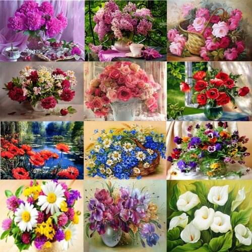 Full Square/Round Diamond DIY Diamond Embroidery Flowers Scenery Cross Stitch Kits 5D Diamond Painting Mosaic Home Decor