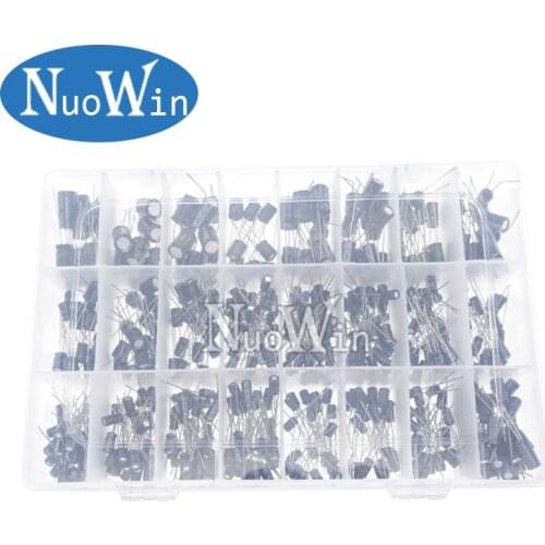 500Pcs/lot 0.1UF-1000UF 24Values Aluminum Electrolytic Capacitors 16-50V mix Electrolytic capacitor Assorted kit and storage box