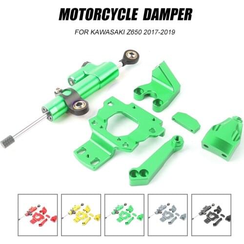 JDSOON Motorcycle CNC Aluminum Adjustable Steering Stabilize Damper Bracket Mount Support Kit For kawasaki Z650 2017 2018 Blk