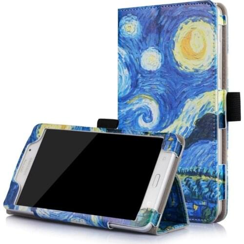 Print Flip Stand PU Leather Case Capa Funda Cover For Samsung Galaxy Tab J Max 7.0 T285 T285YD T280 Tablet Coque + Film + Pen