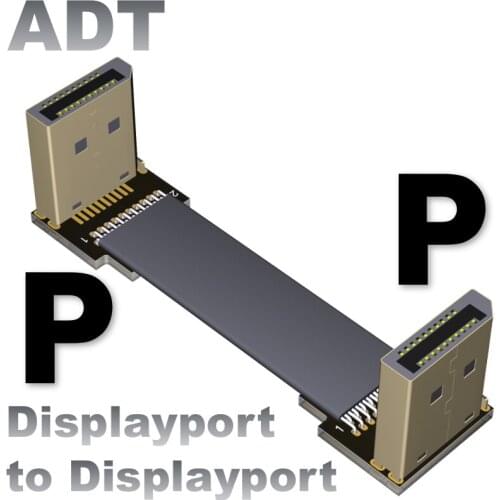 DP interface male to female extension cord displayport1.4 Angle connection flat thin soft card cable 32.4Gbps 8K(UHD)/60p