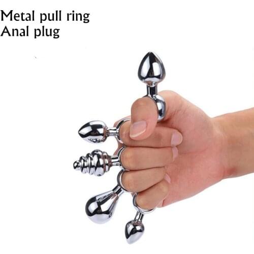 3 Styles Pull Ring Metal Butt Plug Jewelry Crystal Diamond Waterproof Adult Erotic Anal Dildo Adult Insertion Sex Abuse Sex Toy