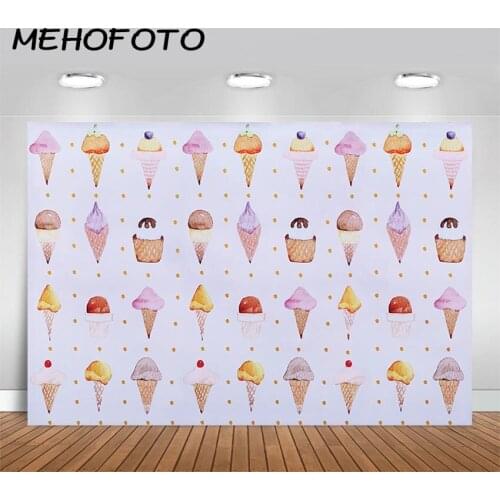 MEHOFOTO Ice cream Backdrop Sweet Kids Baby Newborn Birthday Party Banner Photography Background Decoration for Photo Studio