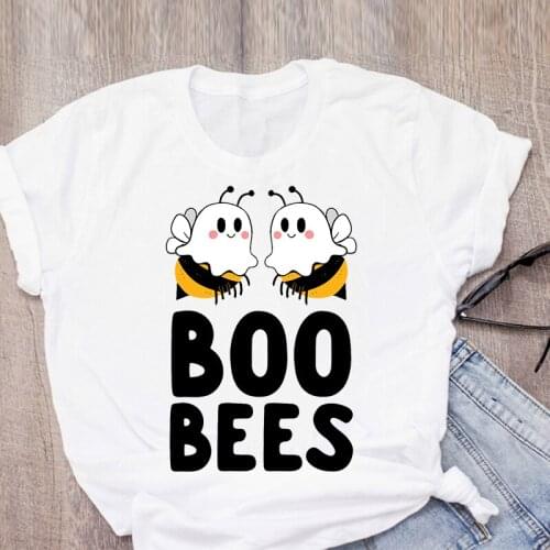 Womens T-shirts 2021 Lovely BOO BEES Printed Oversized T Shirt Harajuku O Neck Short Sleeve TShirt Female Top Woman Clothes