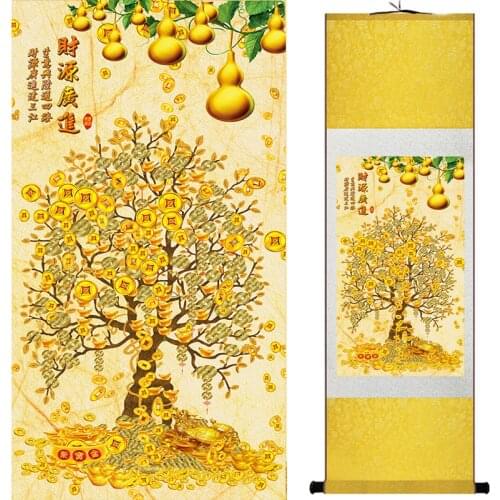 Money tree painting Chinese traditional art painting top quality silk scorll painting wealth painting