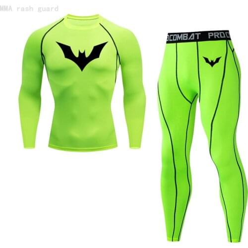 Compression underwear Exercise Mens Sportswear suit T-shirt + leggings 2 piece Tracksuit Men Long johns Gym Sweat jogger Men
