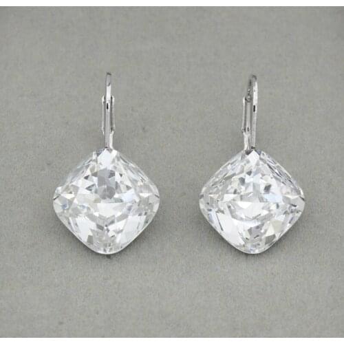 Korean cute earrings made with Austrian crystal for ladies weddin party bijoux gift fashion geometric square shape dangle earing