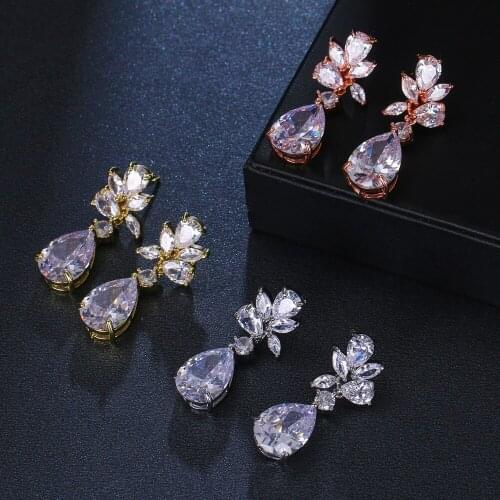 KSRA Chandelier Crystal Cluster Drops Art Deco Leaf Wedding Earrings For Women Floral Bridal Earrings Wedding Vintage Jewelry