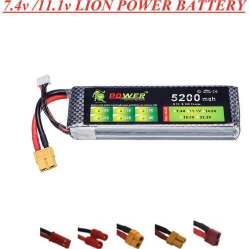 LION POWER 3S 11.1v 7.4v 2800mAh 4200mah 5200mah lipo battery xt60/T Plug For RC toy Car Airplane Helicopter Boat Spare Parts