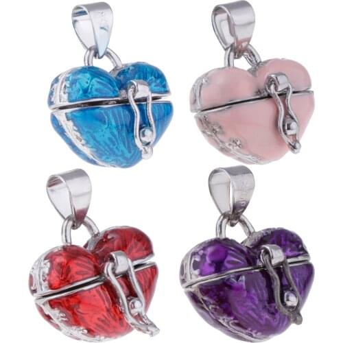 4 Pieces Enamel Locket Heart Cremation Keepsake Urn Human Pet Memorial Jewelry Locket Heart