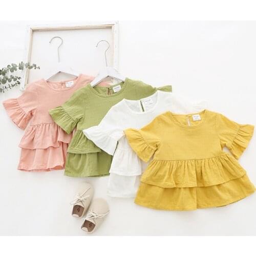 Cute Doll Shirt childrens Blouse 2020 Summer New Sweet Round Neck Half Sleeve Girl Princess Top WT122