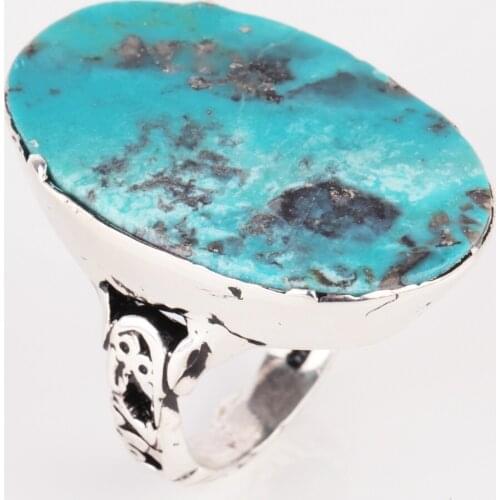 UM US JEWELRY Turquoise Natural Stone Handmade 925 Sterling Silver Men Ring