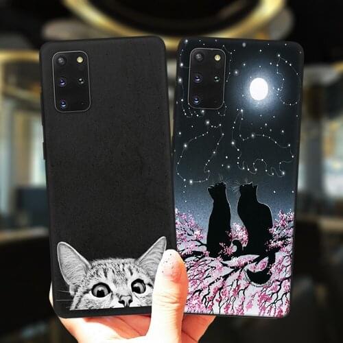 Cute Space Happy Cats Phone Case For Samsung Galaxy S20 FE S21 Ultra S10 Lite S9 S8 Plus S7 Edge S10E Black Soft Silicone Cover