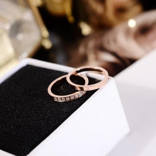 YUN RUO 2 In 1 Roman Number Ring Set Rose Gold Color Fashion Titanium Steel Jewelry Birthday Gift Woman Never Fade Drop Shipping