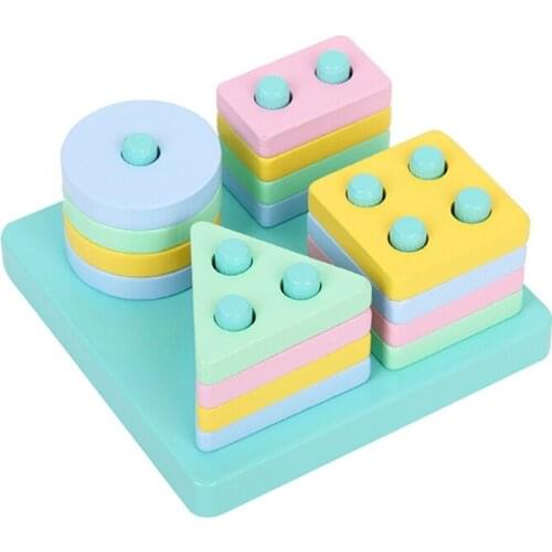 Plugging Block Set Color Match & Sort Game Baby Development Creative Wooden Building Toy for Activity Center Preschool
