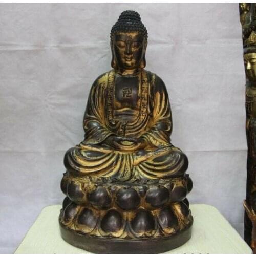 Folk Bronze Copper Temple Buddhism Amitabha Sakyamuni Tathagata Buddha Statue