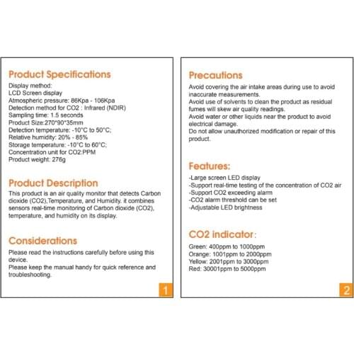 Wall Mounted CO2 Meter Air Quality Gas Detector Temperature& Relative Humidity M4YC