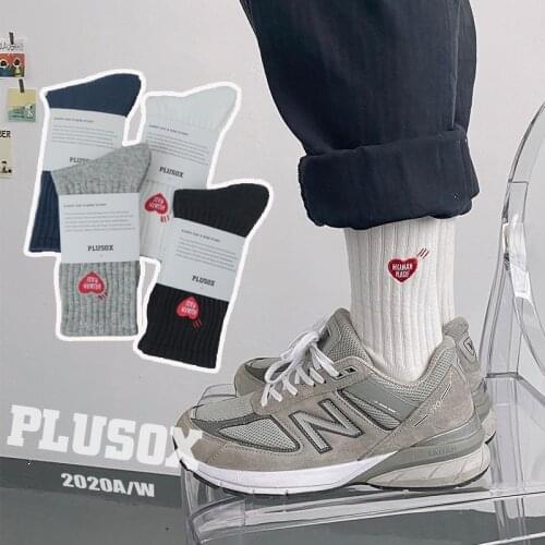 LEOSOXS 2021 New pair of high top knit socks for men and women and web celebrity love little red heart towel-based sports socks