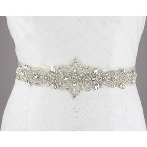 2016 New Fashion Luxurious Handmade Rhinestone Silk Ribbon Pearl Crystal Wedding Party Bride Bridesmaid Belt Dress Sash Wedding