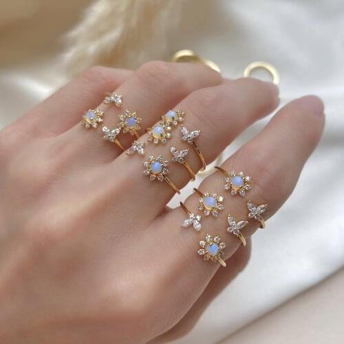 New Ins New Plum Blossom Butterfly Ring Real Gold-plated Copper Exquisite Flower Rings For Women Girls Fashion Jewelry Gifts