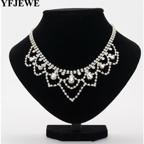 YFJEWE Wholesale Necklace Fashion Women Silver Plated Chain Austrian Crystal Rhinestone Pendant Wedding Jewelry Necklace N342