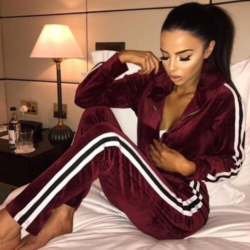 Autumn Tracksuit Women Two Piece Running Set Stripe Top And Sweatpants Women Sports Suit Casual Yoga Gym Fitness Set Sportswear