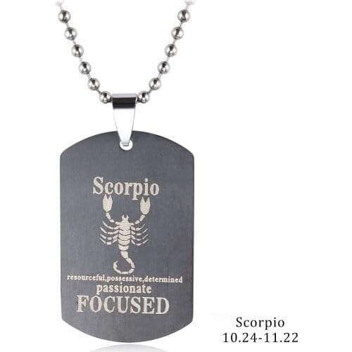 12 Constellation Stainless Steel Necklace 2021 Fashion Glamour Jewelry Retro Titanium Steel 12 Zodiac Pendant Couple Necklace