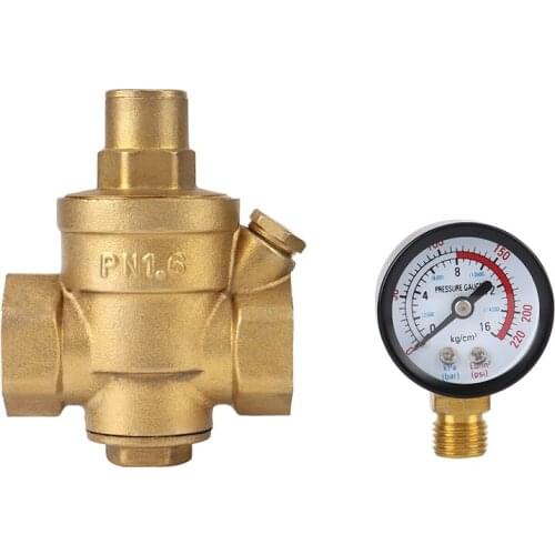 PN 1.6 Adjustable Water Pressure Regulator Reducer Brass DN20 with Gauge Meter for Hydraulic Instability/Water Purifier
