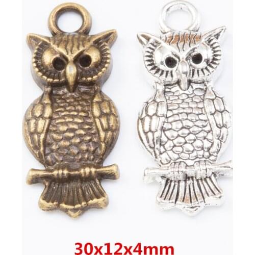 25 pieces of retro metal zinc alloy owl pendant for DIY handmade jewelry necklace making 7765