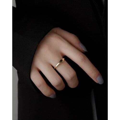Simple Minimalist Open Design Adjustable Finger Rings For Women Round Gold Color Glossy Ring Female Personality Jewelry Bijoux