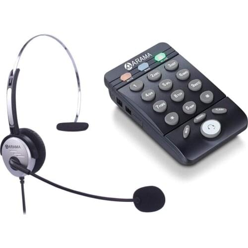 Corded Headset Telephone with Noise Cancelling MIC,Wantek ARAMA Landline Phone, Fully Functional Dialpad, Clear Hands Free Calls