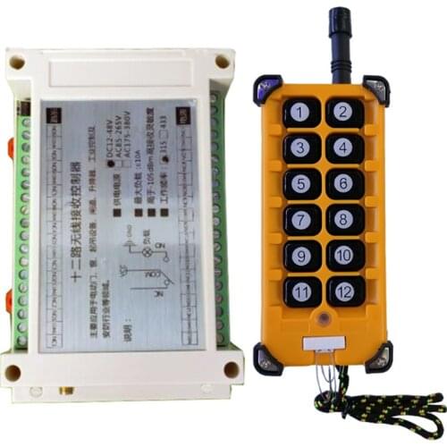3000m DC 12V 24V 36V 48V 12CH Radio Controller RF Wireless Remote Control Overhead travelling crane System Receiver+Transmitter