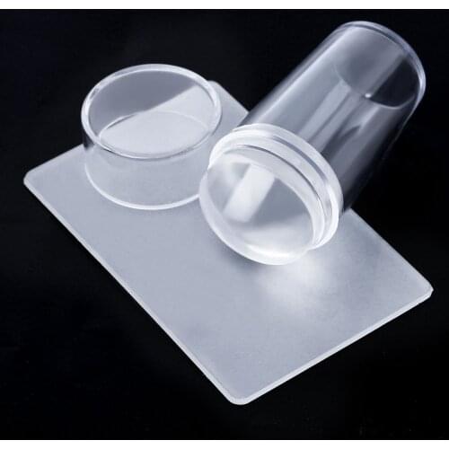 Qsezeny Clear Jelly Nail Stamper Scraper Set Silicone Head Polish Stencil Template For Stamping Plate Nail Stamp Tool Manicure