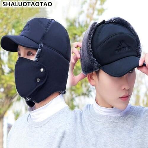SHALUOTAOTAO Trend Winter Thermal Bomber Hats Men Women Fashion Ear Protection Face Windproof Ski Cap Velvet Thicken Couple Hat