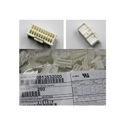 Connectors 0513532000 CONN REC HSG 20POS 2MM DL DIP Housings 51353-2000 crimp terminal socket header 513532000 original part