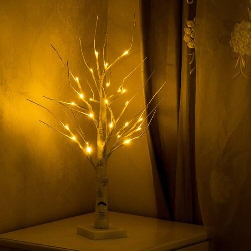 60cm Fire Tree Light Copper Wire Table Lamps LED Night Light For Home Bedroom Wedding Party Bar Christmas Decor Battery Powered