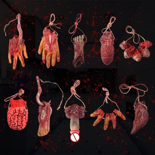 Halloween Party Ornament Horror Props Bloody Hand Fake Scary Penis Finger Eyes Foot Brain Cock Dick Heart Organ Decor