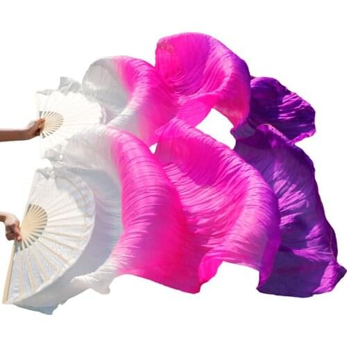 Fan Veil Belly Dance 100% Real Silk/Imitation Silk High Quality Silk Fan 1 Pair Handmade Dyed Silk Dance Fan Belly Dance Fans