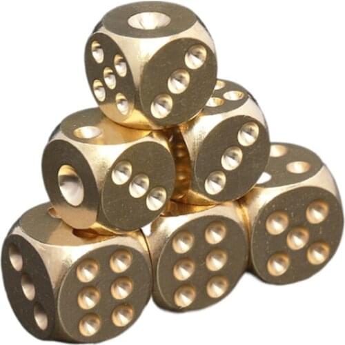 6pcs 13mm Copper Dice Polished Solid Home Decor Brass Dice Bar Supplies Game Tool Copper Metal Dice Copper Game Supplie