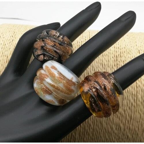 1PCS 4mm New Fashion Chinese Style Stained 3D Flower Glass Ring Party Individuality Noble Rings For Lady Green Rings Free Box