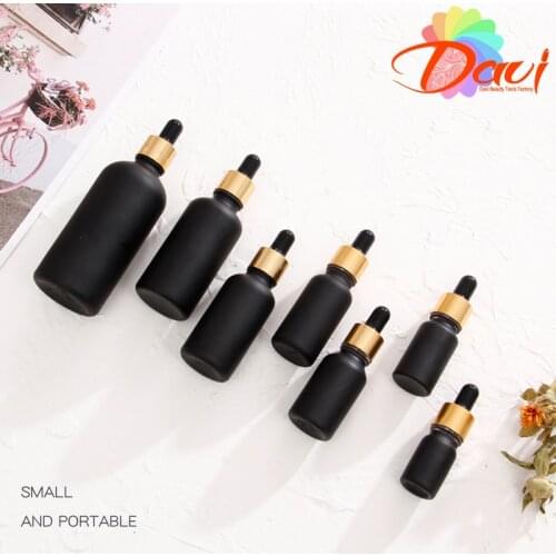 10PCS/LOT Light-Resistant Gold/Silver/Rosepink Cap Dropper Pippete Black Glass Bottle Refill Oils Hydrolat Serum Skincare